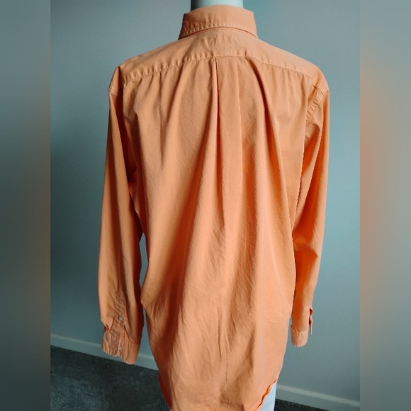 Ralph Lauren Cotton Poplin Button Down Shirt Orange Classic Fit Preppy Size L - Picture 9 of 17